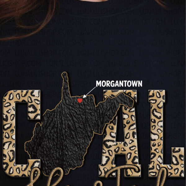 coal hearted west virginia sweatshirt with heart over morgantown