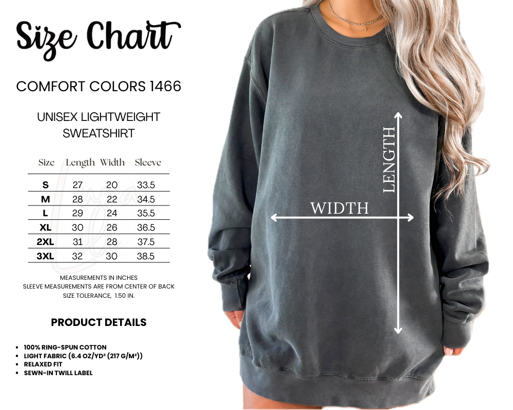 COMFORT COLORS 1466 SIZE CHART