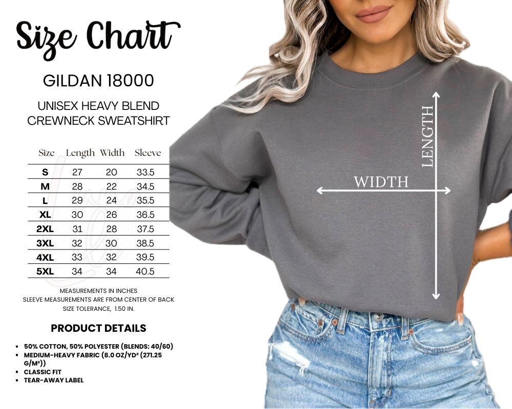 GILDAN 18000 SIZE CHART