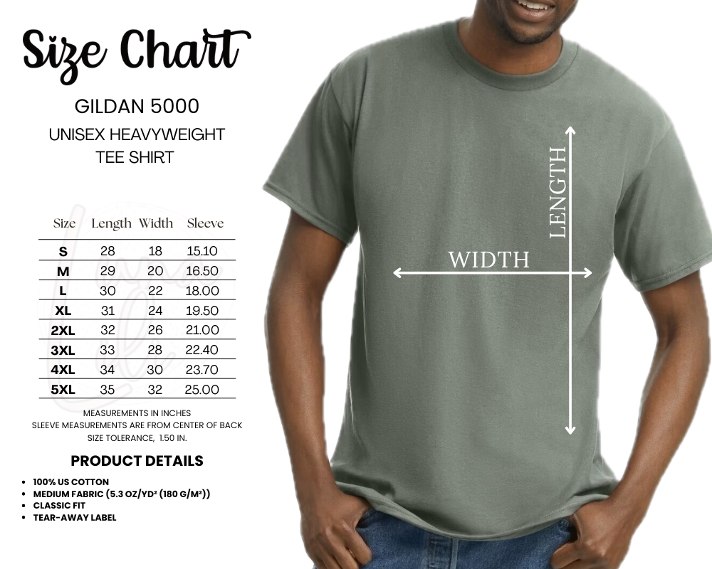 GILDAN 5000 SIZE CHART