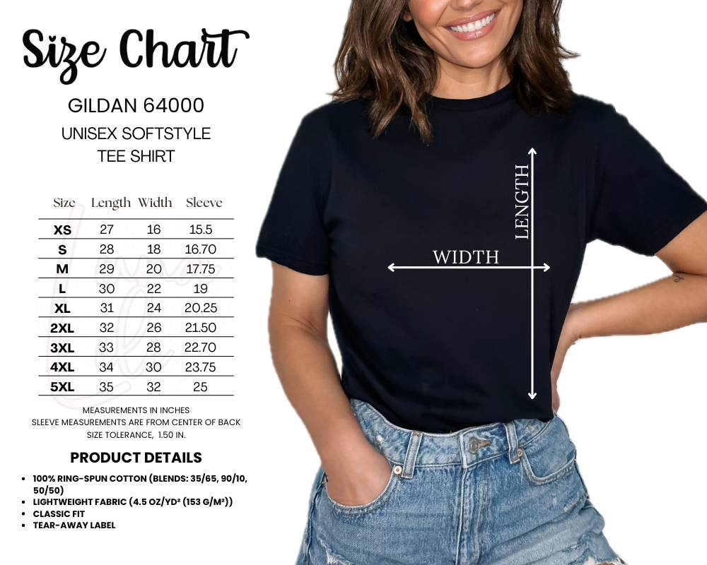 GILDAN 64000 SIZE CHART