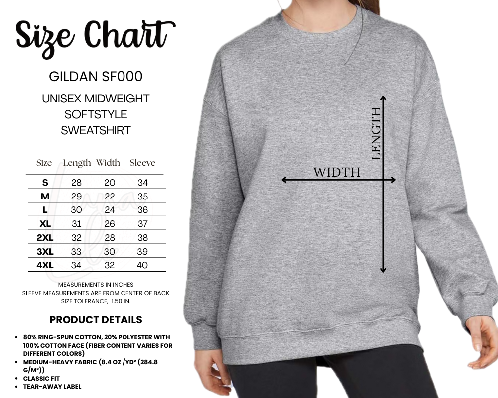 GILDAN SF000 SIZE CHART
