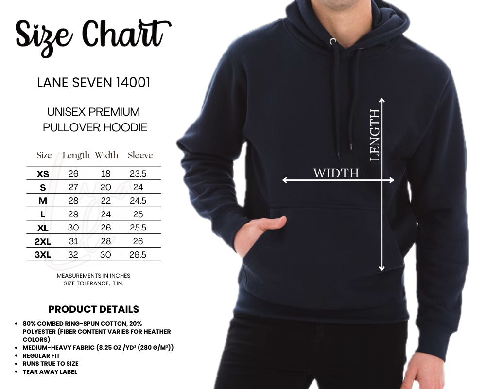 LANE SEVEN 14001 SIZE CHART