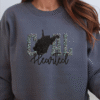 west virginia coal hearted teal leopard print sweatshirt