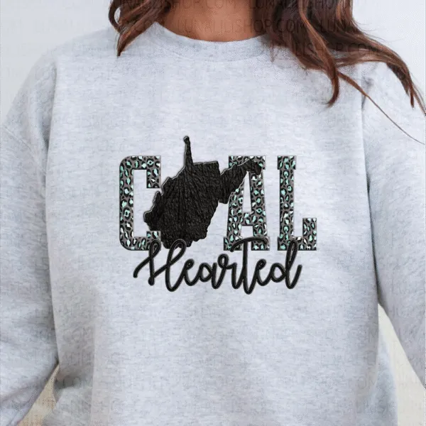 west virginia coal hearted teal leopard print sweatshirt