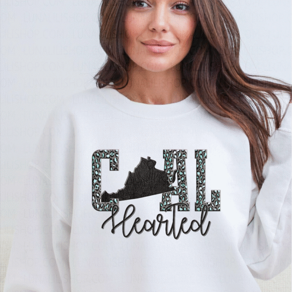 virginia coal hearted teal leopard print sweatshirt