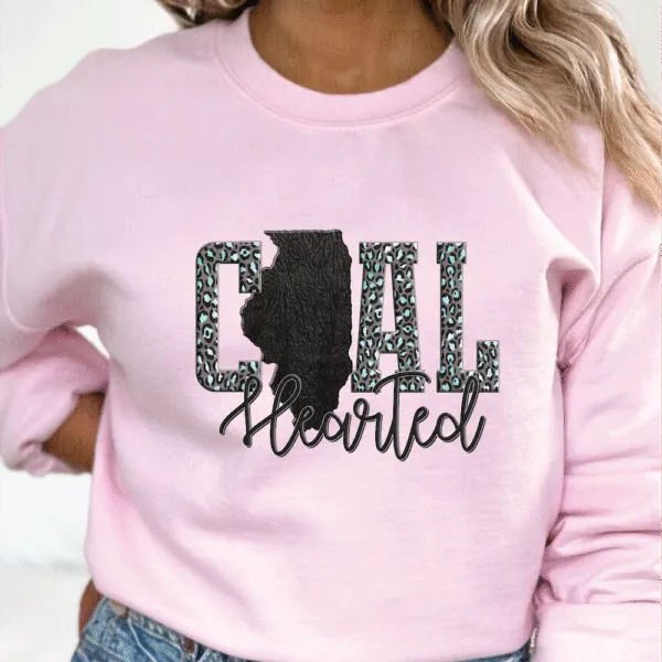 illinois coal hearted teal leopard print sweatshirt