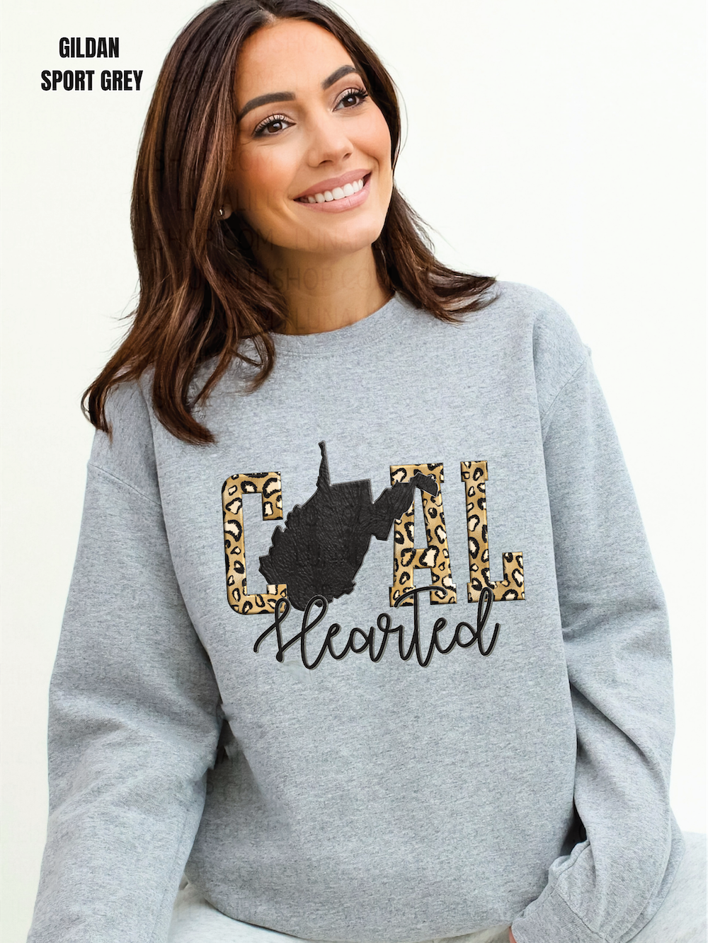 west virginia gold leopard print coal hearted sweatshirt