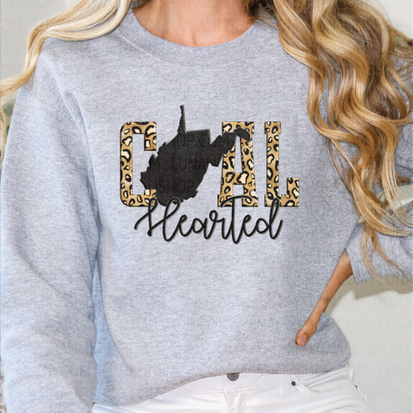 west virginia gold leopard print coal hearted sweatshirt