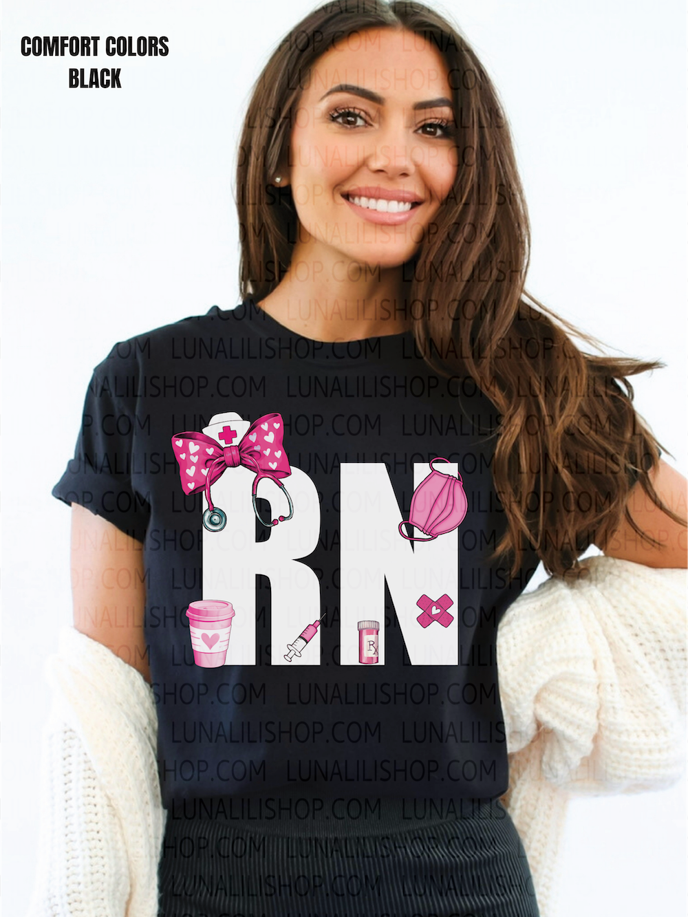 pink rn nurse tee shirt