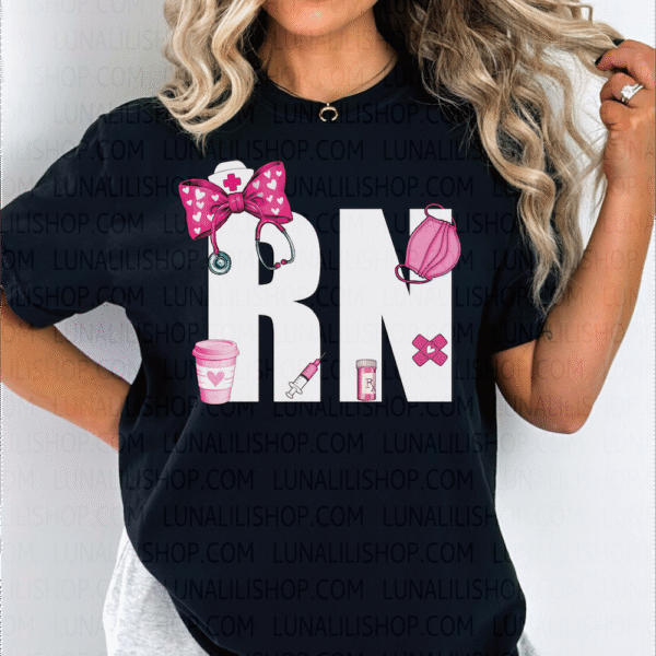 pink rn nurse tee shirt