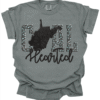 west virginia coal hearted teal leopard print tee