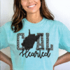 west virginia coal hearted teal leopard print tee