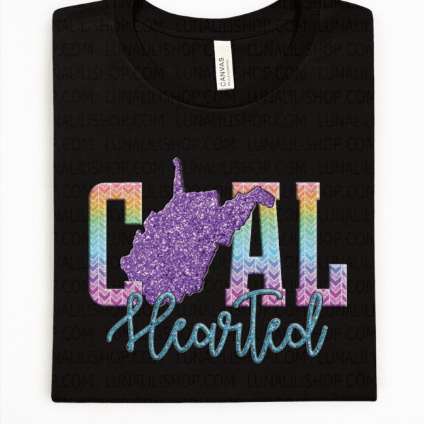 wv coal hearted shirt rainbow chevron faux glitter tee