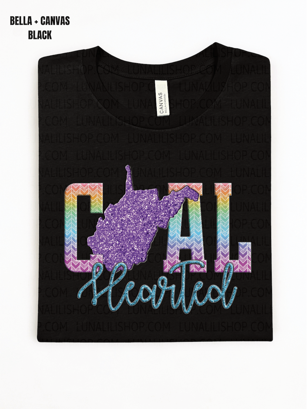 wv coal hearted shirt rainbow chevron faux glitter tee