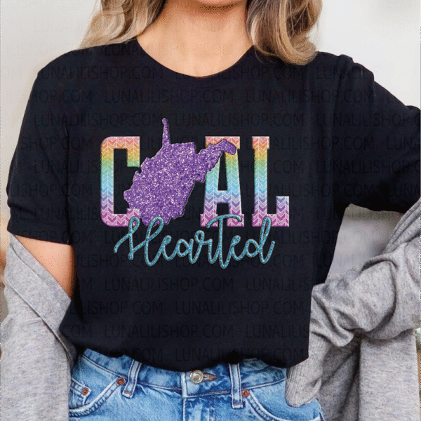 wv coal hearted shirt rainbow chevron faux glitter tee