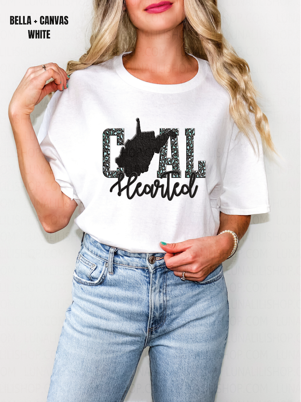 coal hearted west virginia teal leopard print tee shirt