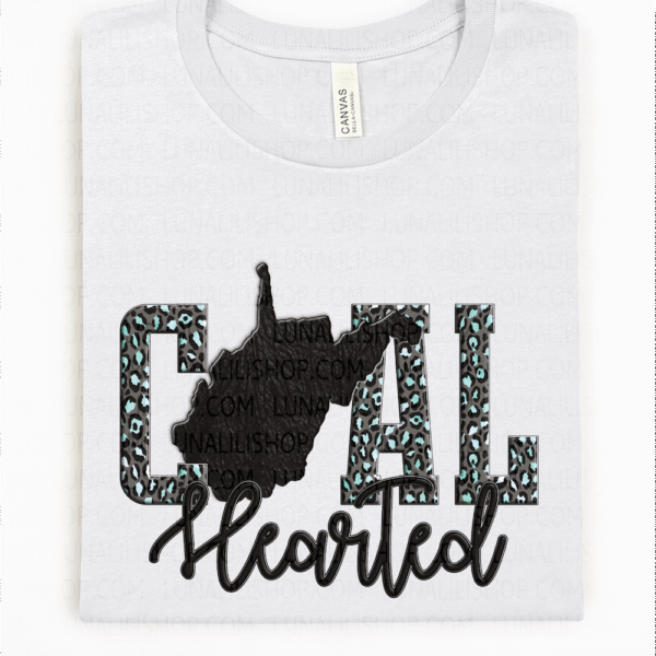 coal hearted west virginia teal leopard print tee shirt