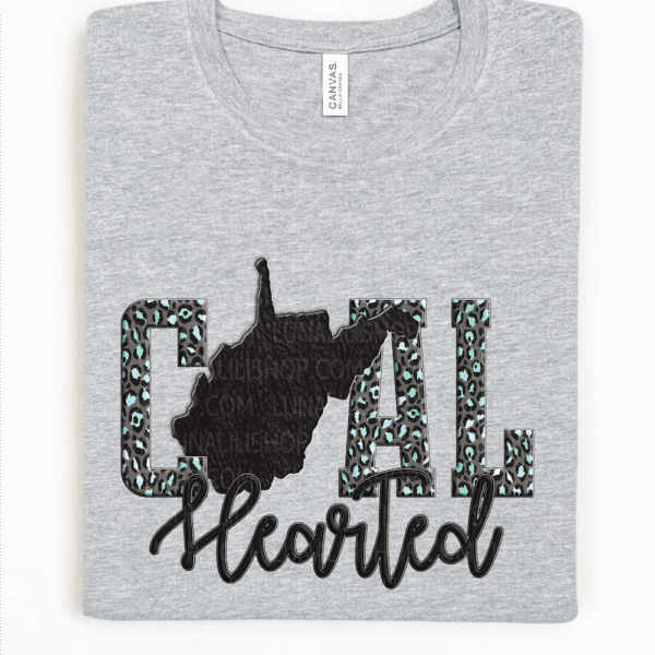 coal hearted west virginia teal leopard print tee shirt