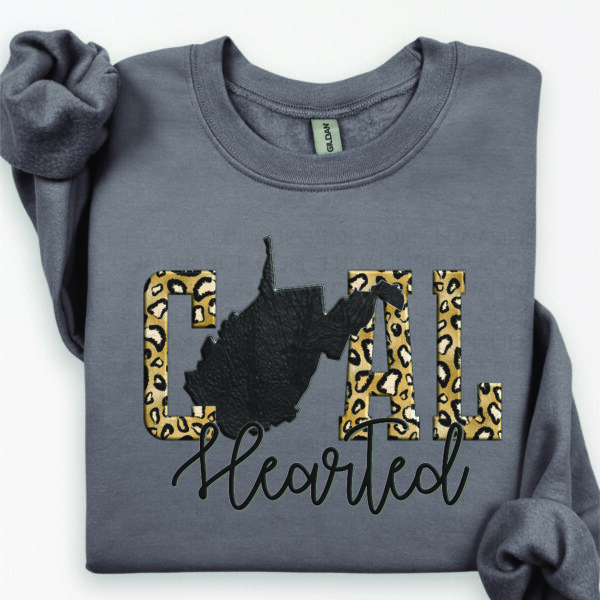 west virginia gold leopard print coal hearted sweatshirt