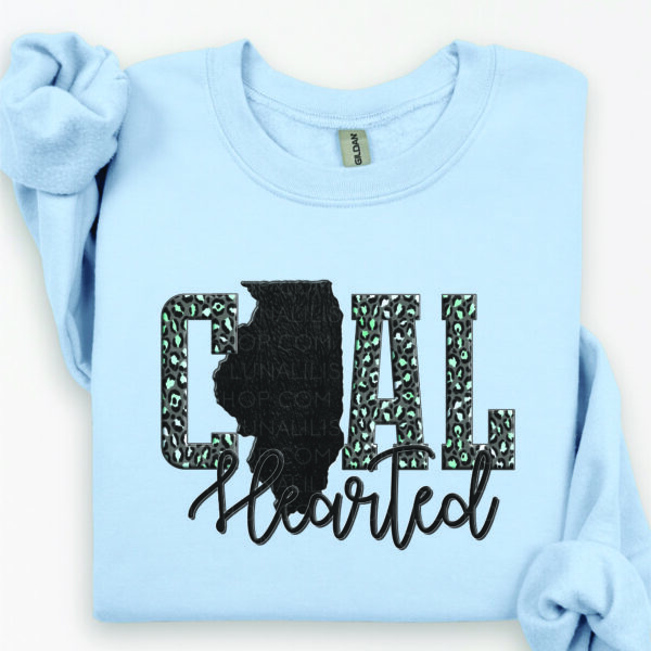 illinois coal hearted teal leopard print sweatshirt