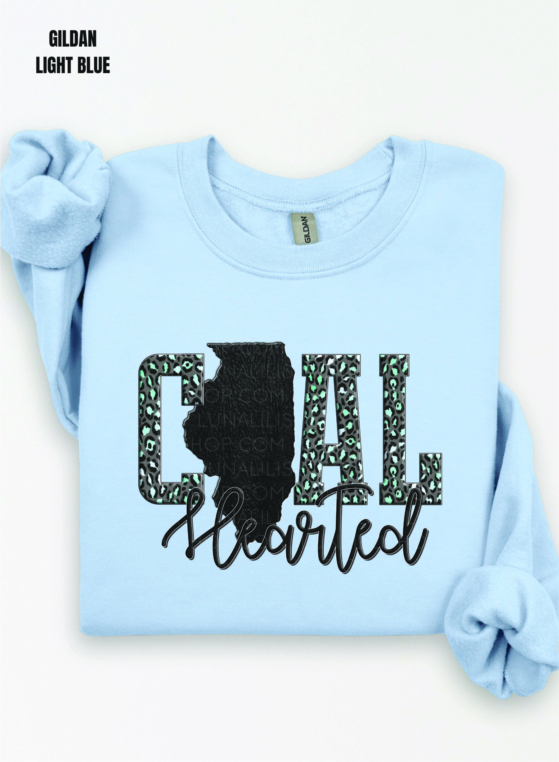 illinois coal hearted teal leopard print sweatshirt