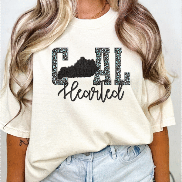 Kentucky Teal Leopard Print Coal Hearted Tee Shirt
