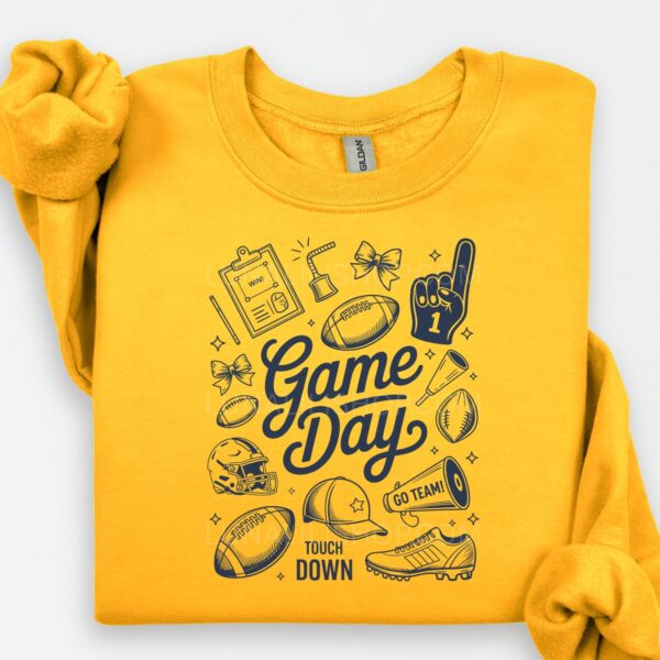 Game Day Sweatshirt for Women, Cute Football Shirt, Blue and Gold Game Day Crewneck, Sporty Fall Outfit, Team Spirit Top