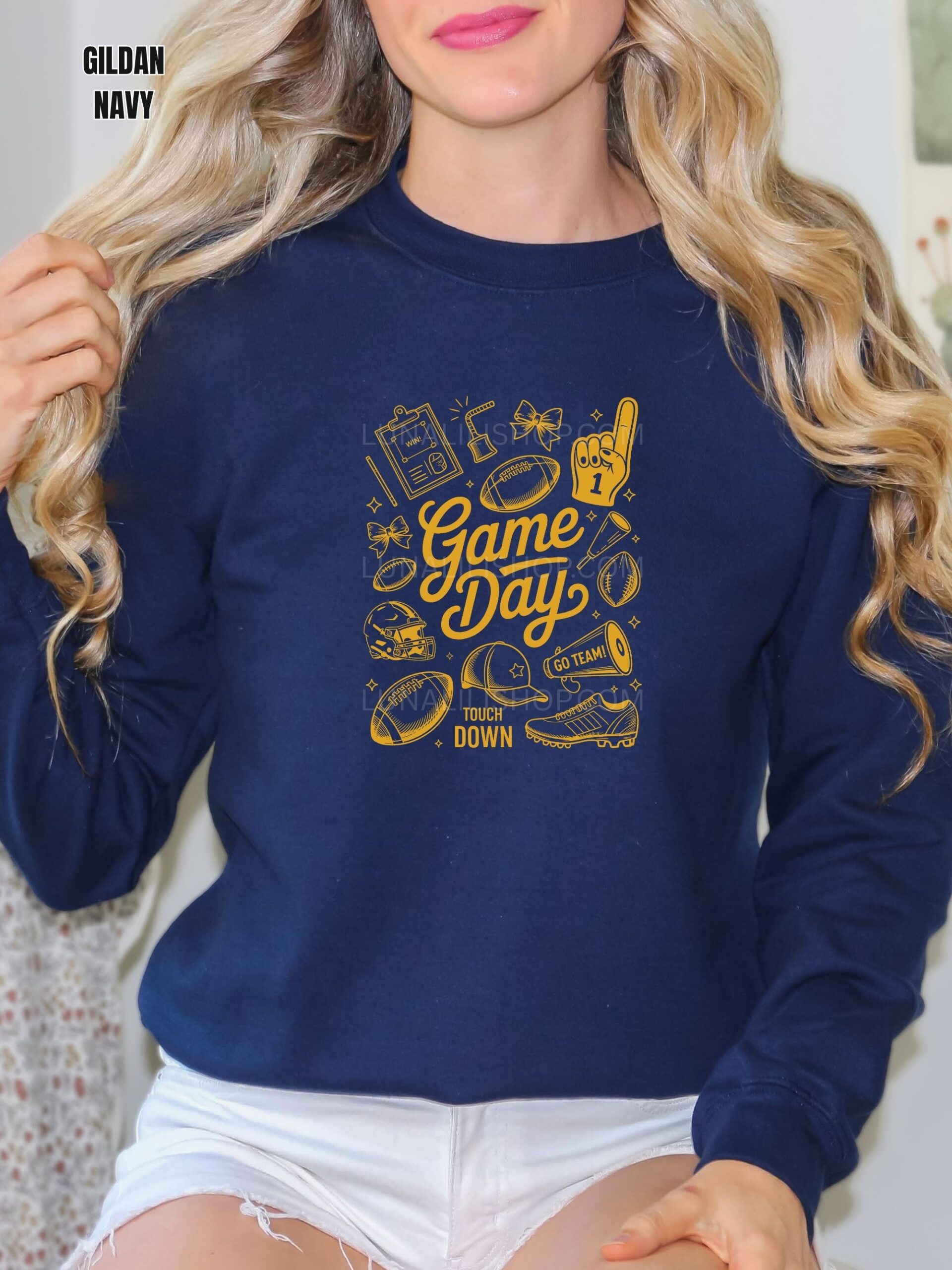 Game Day Sweatshirt for Women, Cute Football Shirt, Blue and Gold Game Day Crewneck, Sporty Fall Outfit, Team Spirit Top - Image 13