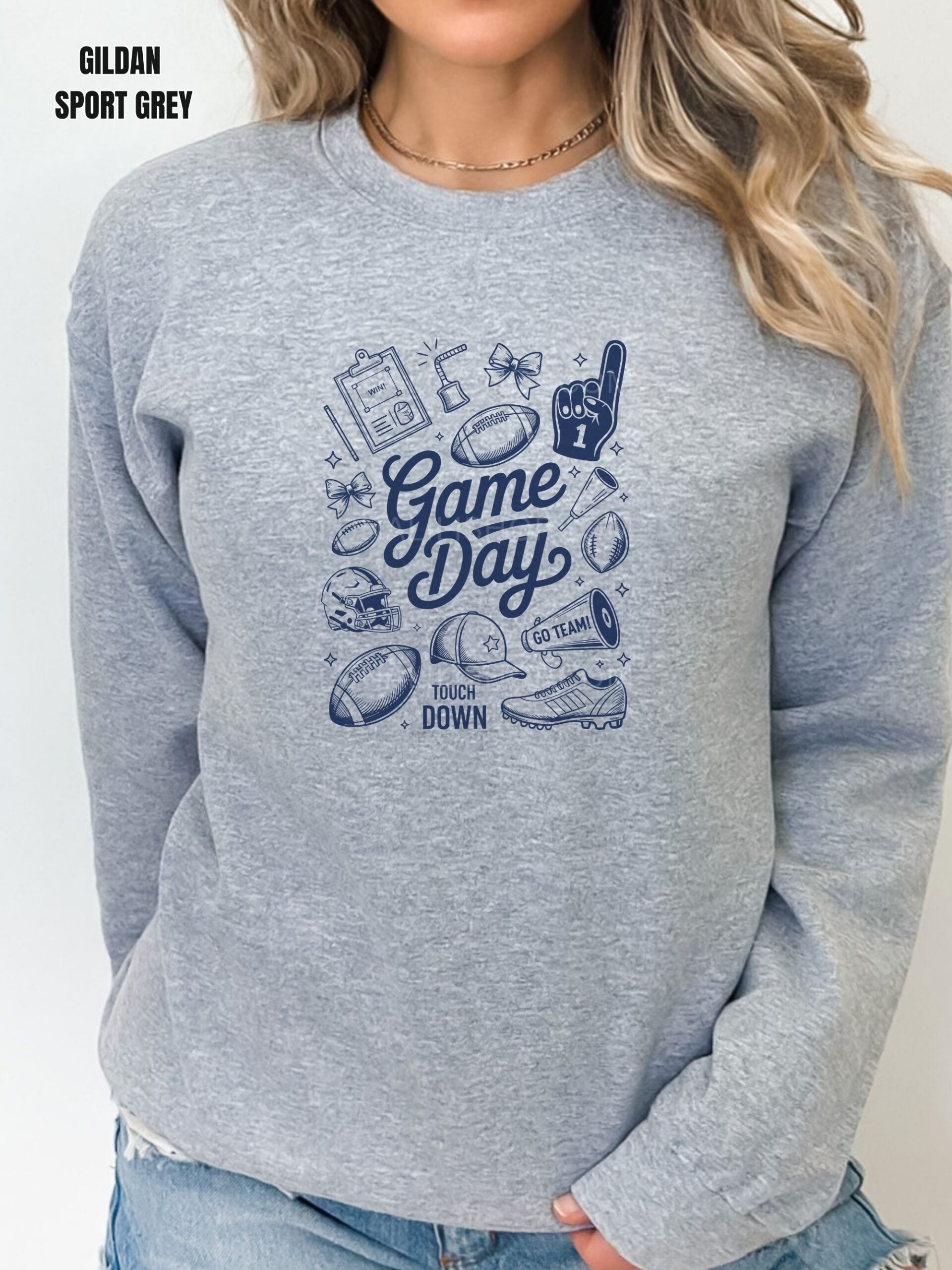 Game Day Sweatshirt for Women, Cute Football Shirt, Blue and Gold Game Day Crewneck, Sporty Fall Outfit, Team Spirit Top - Image 6