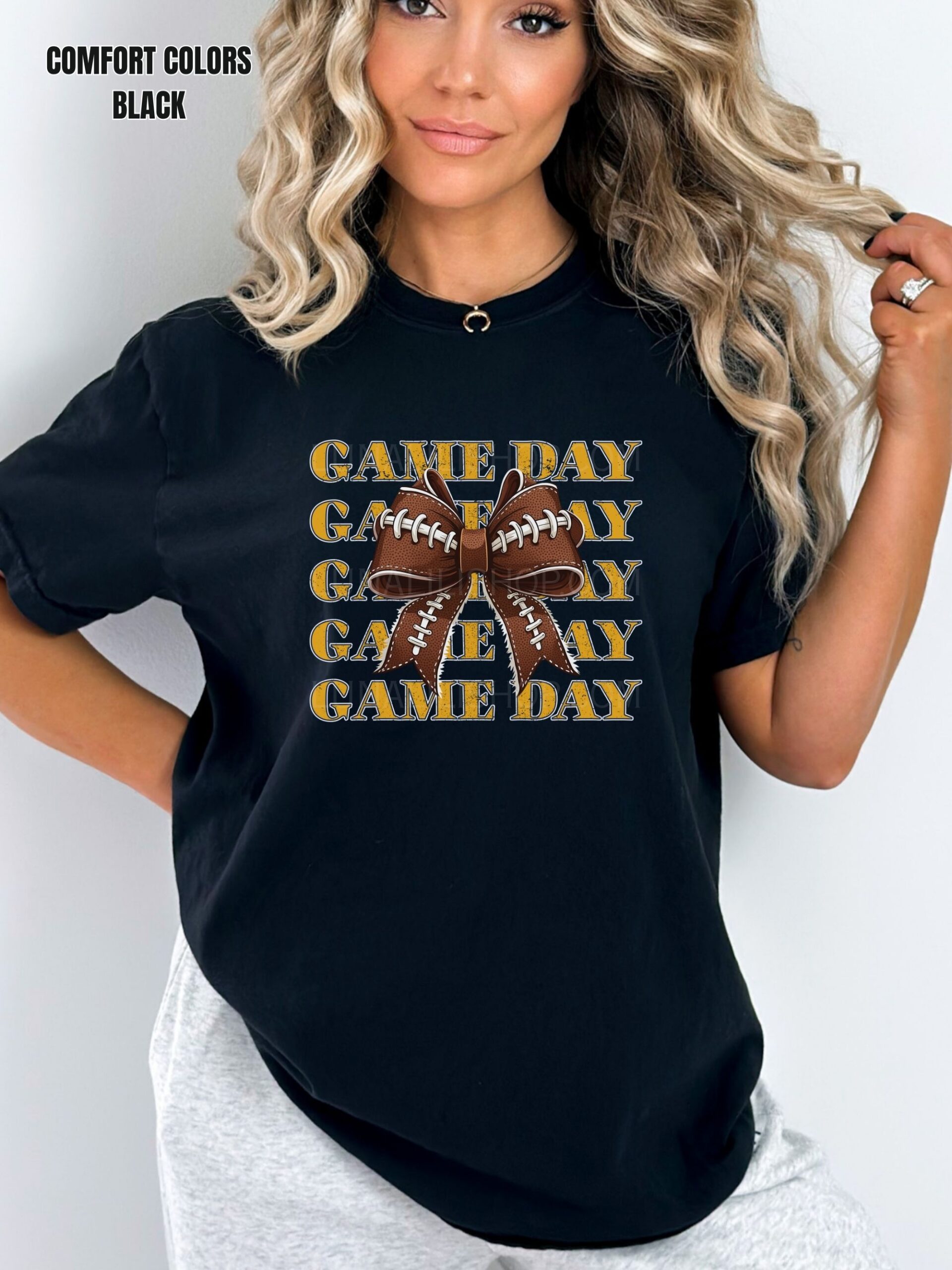 Cute Game Day Football Bow Tee shirt for Women – Cozy Fall Shirt for Football Season, Sporty Tailgate & Sunday Game Outfit - Image 12