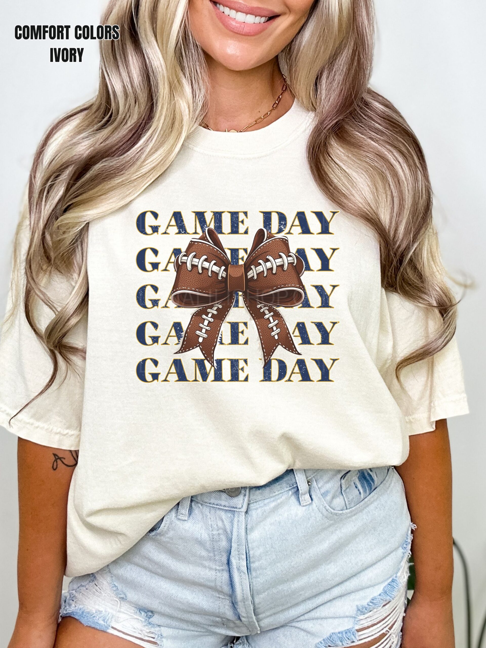 Cute Game Day Football Bow Tee shirt for Women – Cozy Fall Shirt for Football Season, Sporty Tailgate & Sunday Game Outfit - Image 3