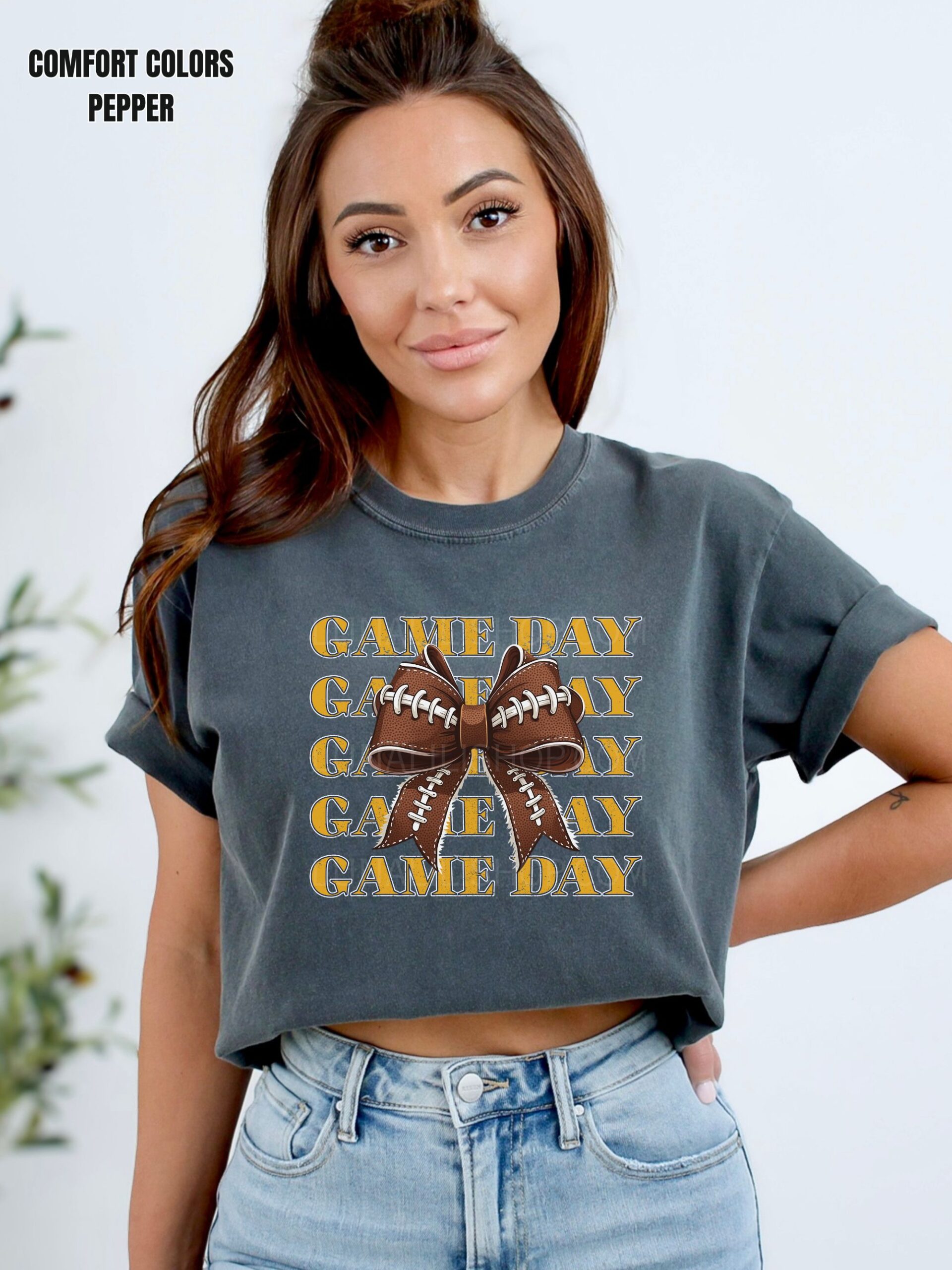 Cute Game Day Football Bow Tee shirt for Women – Cozy Fall Shirt for Football Season, Sporty Tailgate & Sunday Game Outfit - Image 5
