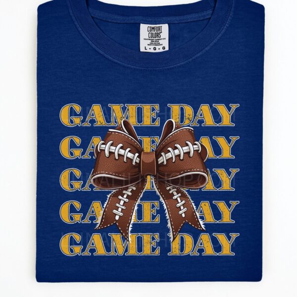 Cute Game Day Football Bow Tee shirt for Women – Cozy Fall Shirt for Football Season, Sporty Tailgate & Sunday Game Outfit