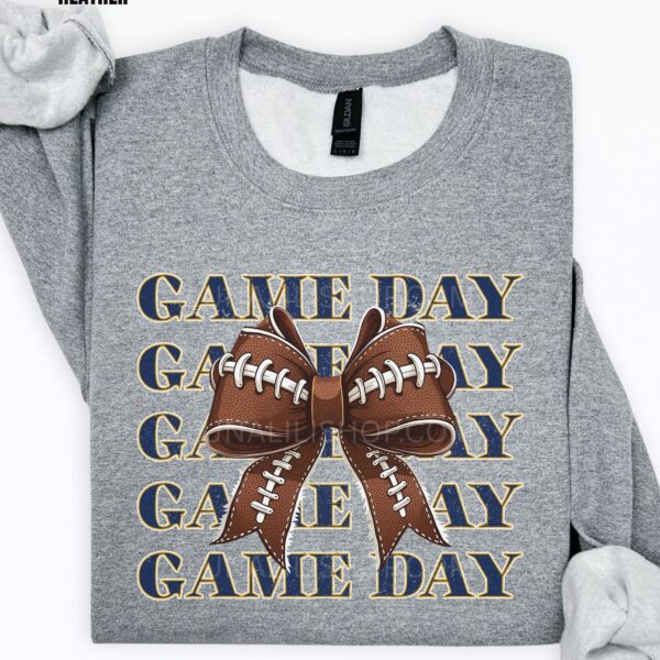 Gold and Navy Game Day Bow Crewneck Sweatshirt