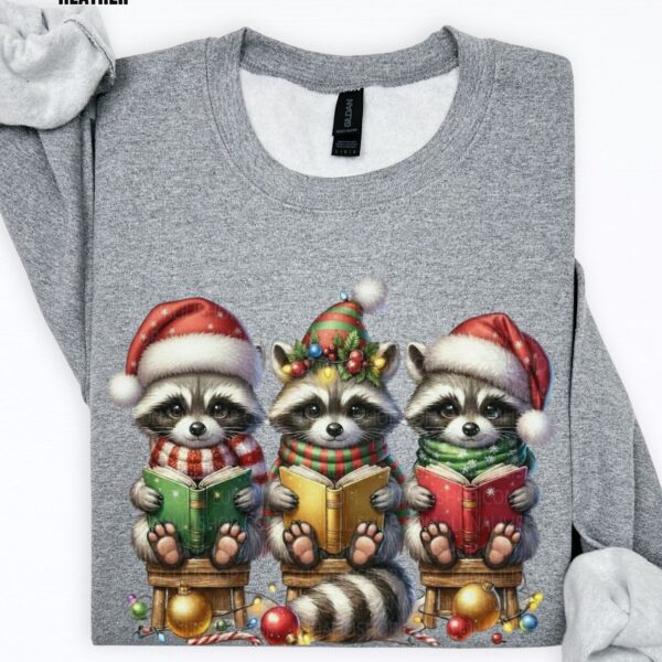 Raccoons in Santa Hats Reading Books Christmas Sweatshirt