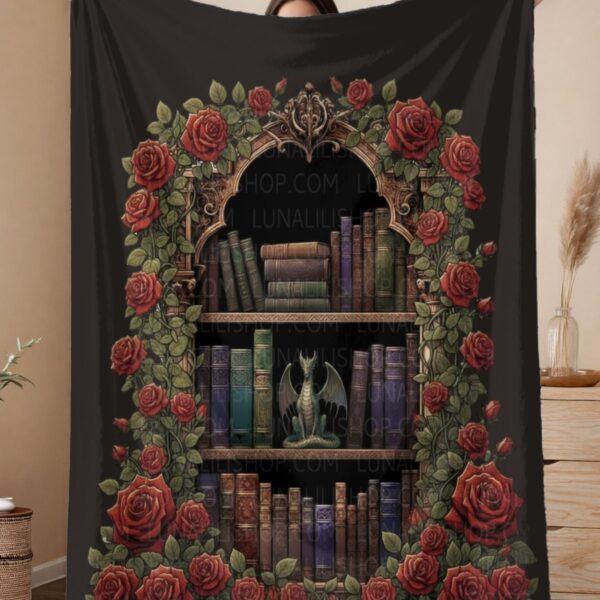 Dark Academia Bookshelf Blanket