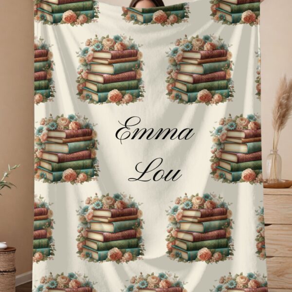 Personalized Floral Vintage Book Blanket